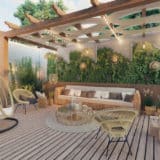 Terrasse en bois avec aménagement autour