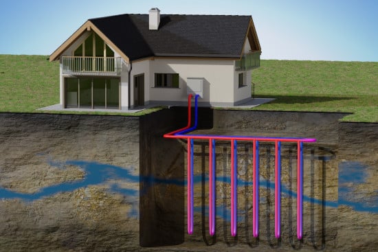 Système géothermique verticale chauffage maison
