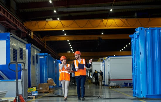 Inspection d'une usine de construction de bureau modulaire