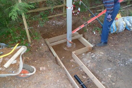 Coffrage pour les fondations d'un portail