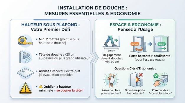 Mesures essentielles et ergonomie pour une installation de douche sous pente réussie