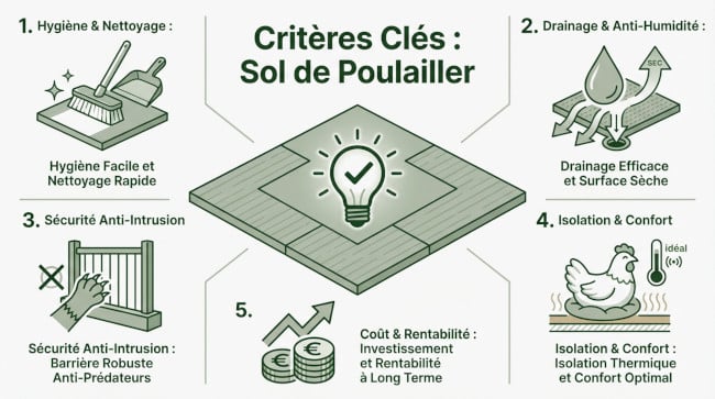 Sol pour poulailler extérieur - Critères pour choisir