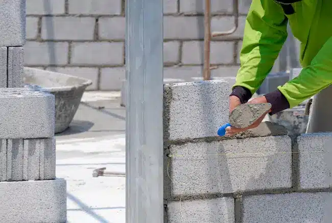 Construction d'un mur en parpaing